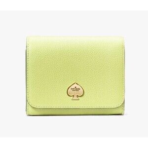 New Kate Spade Kayla Small L-Zip Wallet Leather Lime Slushy